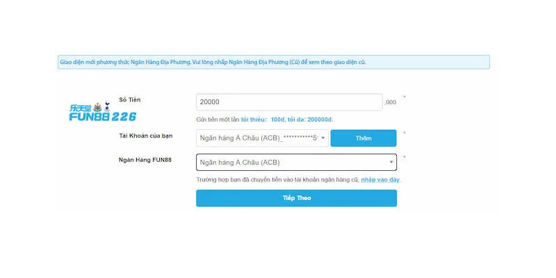 nạp tiền vào FUN88 dễ dàng